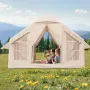 Inflatable Tents for Camping, 4-6 Person Easy Setup Blow up Tent with Hand Pump, 300D Oxford 4 Season Glamping Tent with Stove J