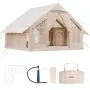 Inflatable Tents for Camping, 4-6 Person Easy Setup Blow up Tent with Hand Pump, 300D Oxford 4 Season Glamping Tent with Stove J