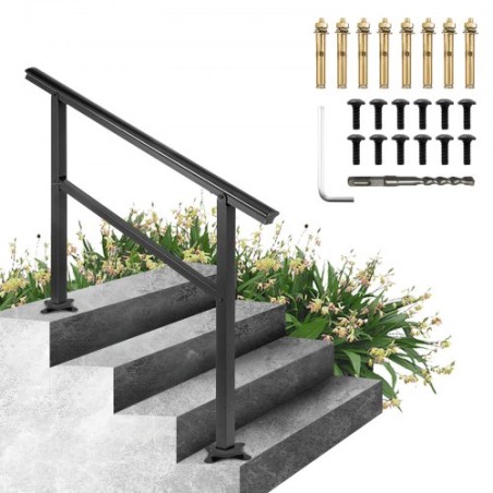 Handrail Banister Outdoor Stairs 48X35.5 Inch Outdoor Handrail Stair Railing Adjustable from 0 to 45 Degrees Handrail for Cross