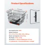 Scooter Rear Basket, Heavy Duty Metal Wire Basket with Handle, Spacious Cargo Basket, Works with 1-inch Receiver, Compatible wit