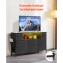 10 Drawer Dresser, Fabric Drawer Dresser with Fabric Bins, Closet Storage Drawers with Open Storage Shelf, LED Lights & Built-in