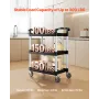 Utility Cart, 300 lbs Load Capacity, 3-tier Utility Plastic Cart with 360° Swivel Wheels (2 with Brakes), 24.4 x 16.1-inch Food 