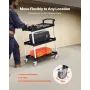 Utility Cart, 300 lbs Load Capacity, 3-tier Utility Plastic Cart with 360° Swivel Wheels (2 with Brakes), 24.4 x 16.1-inch Food 