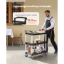Utility Cart, 300 lbs Load Capacity, 3-tier Utility Plastic Cart with 360° Swivel Wheels (2 with Brakes), 24.4 x 16.1-inch Food 