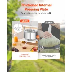Frugtvin Press Manual Press til vinfremstilling 3,17 gal/12L rustfrit stål