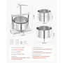 3.17 Gal/12L Fruit Wine Press, 2 Stainless Steel Barrels, Manual Juice Maker, Cider Apple Grape Tincture Honey Olive Oil Making 