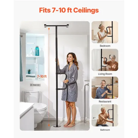 Gulv-til-loft overførselsstang 300 lbs kapacitet til 7-10 ft
