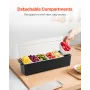 Chilled Condiment Server, 6 Compartment Ice Cooled Condiment Serving Container, Chilled Garnish Tray Bar Caddy with Lid, for Bar
