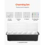 Kølet krydderi server 6 rum koldt serveringsbakke med klart låg