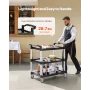 Utility Cart, 500 lbs Load Capacity, 3-tier Utility Plastic Cart with 360° Swivel Wheels (2 with Brakes), 31.1 x 19.3-inch Food 