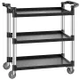 Utility Cart, 500 lbs Load Capacity, 3-tier Utility Plastic Cart with 360° Swivel Wheels (2 with Brakes), 31.1 x 19.3-inch Food 