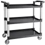 Utility Cart, 500 lbs Load Capacity, 3-tier Utility Plastic Cart with 360° Swivel Wheels (2 with Brakes), 31.1 x 19.3-inch Food 