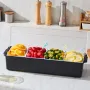 Chilled Condiment Server, 4 Compartment Ice Cooled Condiment Serving Container, Chilled Garnish Tray Bar Caddy with Lid, for Bar