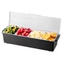 Chilled Condiment Server, 4 Compartment Ice Cooled Condiment Serving Container, Chilled Garnish Tray Bar Caddy with Lid, for Bar