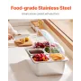 Countertop Food Serving Display Container, 5 Pan Stainless Steel Food Serving Tray, Buffet Condiment Dispenser Display Rack with
