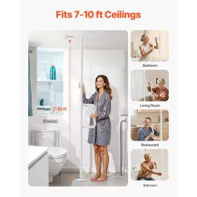 Gulv-til-loft overførselsstang 300 lbs kapacitet til 7-10 ft lofter hvide