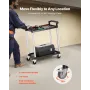 Utility Cart, 300 lbs Load Capacity, 2-tier Utility Plastic Cart with 360° Swivel Wheels (2 with Brakes), 24.4 x 16.1-inch Food 