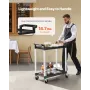 Utility Cart, 300 lbs Load Capacity, 2-tier Utility Plastic Cart with 360° Swivel Wheels (2 with Brakes), 24.4 x 16.1-inch Food 
