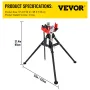 Tripod Pipe Chain Vise | 1/8"-5" Pipe Capacity | 92.5 cm Length | Portable Folding Steel Legs | Grab, Support, and Bend Pipes | 