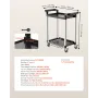 Utility Cart, 300 lbs Load Capacity, 2-tier Utility Plastic Cart with 360° Swivel Wheels (2 with Brakes), 24.4 x 16.1-inch Food 