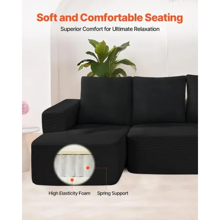 Modular Sectional Sofa, L Shaped Modular Sofa with Chaise, Cloud Sectional Couch with High Rebound Sponge and Density, Upholster