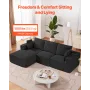 Modulær sektionssofa l formet sky sofa med chaise og pude sort
