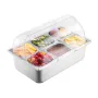 Countertop Food Serving Display Container, 6 Pan Stainless Steel Food Serving Tray, Buffet Condiment Dispenser Display Rack with