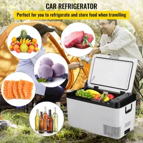 12 Volt Refrigerator, 22Qt, Dual Zone Car Fridge Freezer w/ App Control & Wheels, 12/24V DC & 100-240V AC Electric Compressor