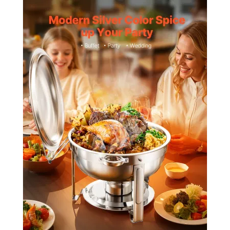 5 QT 2 Pack Round Chafing Dish Buffet Set i fuld størrelse pan