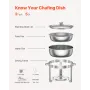 5 QT 2 Pack Round Chafing Dish Buffet Set i fuld størrelse pan