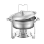 Chafing Dish Buffet Set, 5 Qt 2 Pack, Stainless Steel Chafer with 2 Full Size Pans, Round Catering Warmer Server with Lid Water 