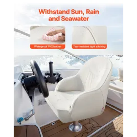 Boat Seat, Low Backrest, Boat Seat Captain Bucket Seat with Thickened Sponge Cushion & Waterproof PVC Leather, Ergonomic Design,