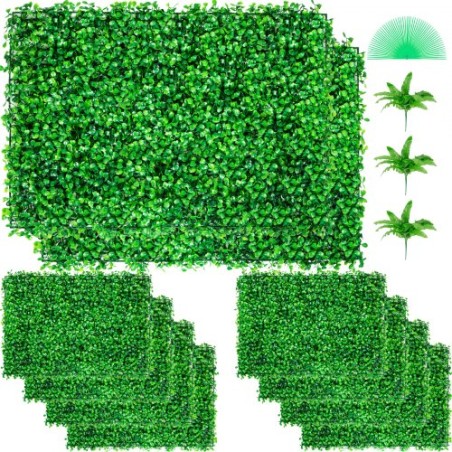 Artificial Boxwood Panel UV 10pcs Boxwood Hedge Wall Panels Artificial Grass Backdrop Wall 24X16" 4cm Green Grass Wall Fake