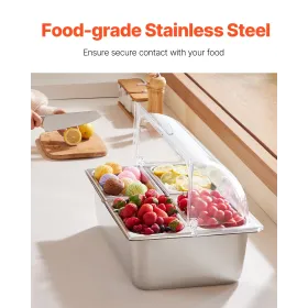 Bordplade mad serveringsskærm container 4 pan krydderi dispenser bakke