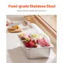 Countertop Food Serving Display Container, 4 Pan Stainless Steel Food Serving Tray, Buffet Condiment Dispenser Display Rack with