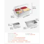 Countertop Food Serving Display Container, 4 Pan Stainless Steel Food Serving Tray, Buffet Condiment Dispenser Display Rack with