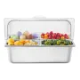 Countertop Food Serving Display Container, 4 Pan Stainless Steel Food Serving Tray, Buffet Condiment Dispenser Display Rack with