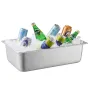 Countertop Food Serving Display Container, 4 Pan Stainless Steel Food Serving Tray, Buffet Condiment Dispenser Display Rack with