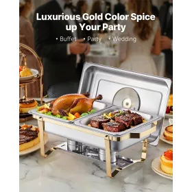 4 Qt 2 Pack Rectangle Chafing Dish Buffet Set Halfsize Pan Stainless Steel