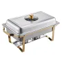 Chafing Dish Buffet Set, 4 Qt 2 Pack, Stainless Steel Chafer with 4 Half Size Pans, Rectangle Catering Warmer Server with Glass 