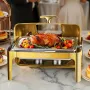 Roll Top Chafing Dish Buffet Complete Set, 9Qt Stainless Steel Chafer with Full Size Pan, Rectangle Catering Warmer Server with 