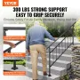 Outdoor Stair Railing, Fits for 1-4 Steps Transitional Wrought Iron Handrail, Adjustable Exterior Stair Railing, Handrails for C