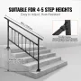 Outdoor Stair Railing, Fits for 1-4 Steps Transitional Wrought Iron Handrail, Adjustable Exterior Stair Railing, Handrails for C