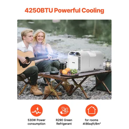 Bærbart klimaanlæg 4250 BTU Camping klimaanlæg til telt RVS