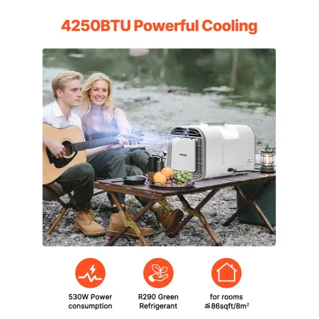 Portable Air Conditioner, 4250 BTU 3-Speed Air Conditioning Unit with 24H Timer, Air Portable AC Adjustable from 16-32℃, Compati