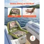 Boat Seat, Low Backrest, Folding Fishing Boat Seat with Thickened Sponge Cushion & PU Polyester Fabric, Strong PP Frame, Flip Up