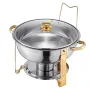Chafing Dish Buffet Set, 5 Qt 4 Pack, Stainless Steel Chafer with 4 Full Size Pan, Round Catering Warmer Server with Glass Lid W