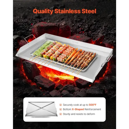 Stainless Steel Griddle, 36x22 inch Universal Flat Top Rectangular Plate, Gas Grill Griddle for BBQ Grill, Teppanyaki, Portable 