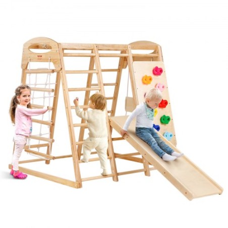 Indoor Jungle Gym 7-i-1 Toddler Indoor Playground Wooden Climbing Toys L