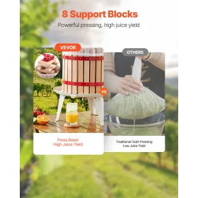 Fruit Wine Press Manual Press for Wine Making 4.75 Gal/18L Wood Basket